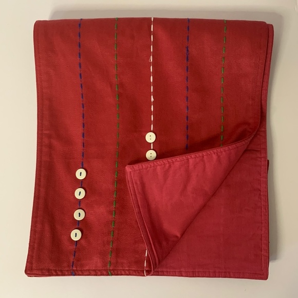 Table Runner 72 Inch Wine Embroidered Pattern Buttons Table Scape Decor Burgundy - Picture 7 of 8